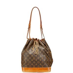 Louis Vuitton Monogram Noe Shoulder Bag Brown Leather